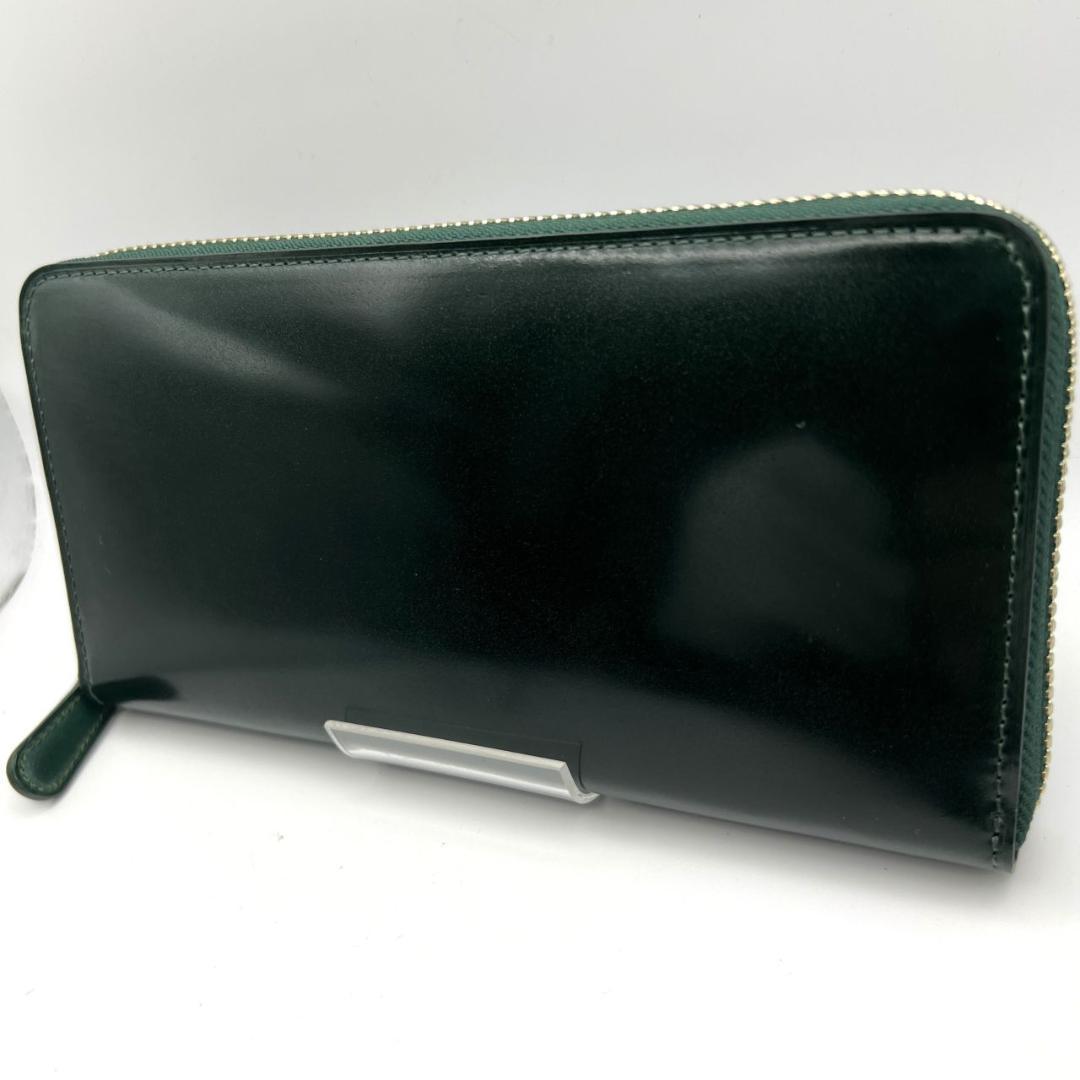 未使用品箱付 プレリー☆メンズ ジッピーウォレット 長財布 コードバン 本革 緑