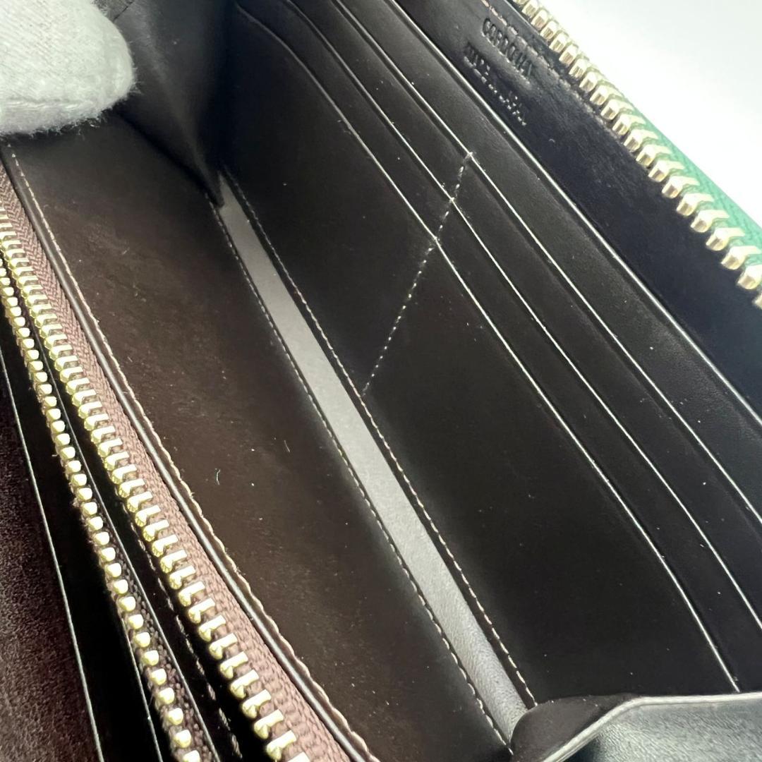 未使用品箱付 プレリー☆メンズ ジッピーウォレット 長財布 コードバン 本革 緑