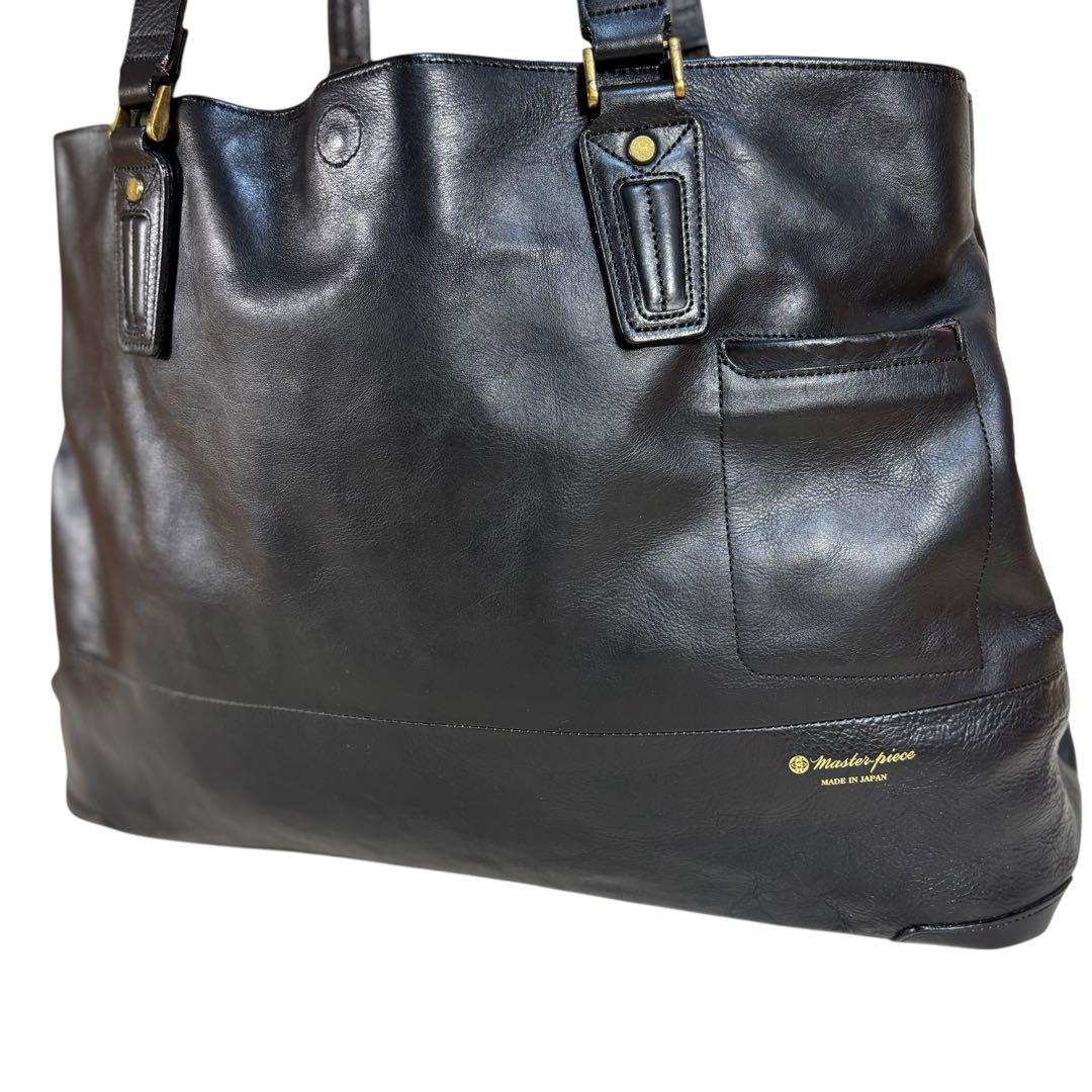 【美品】マスターピース　トートバッグ　レザー　ビジネス　A3可　Gloss