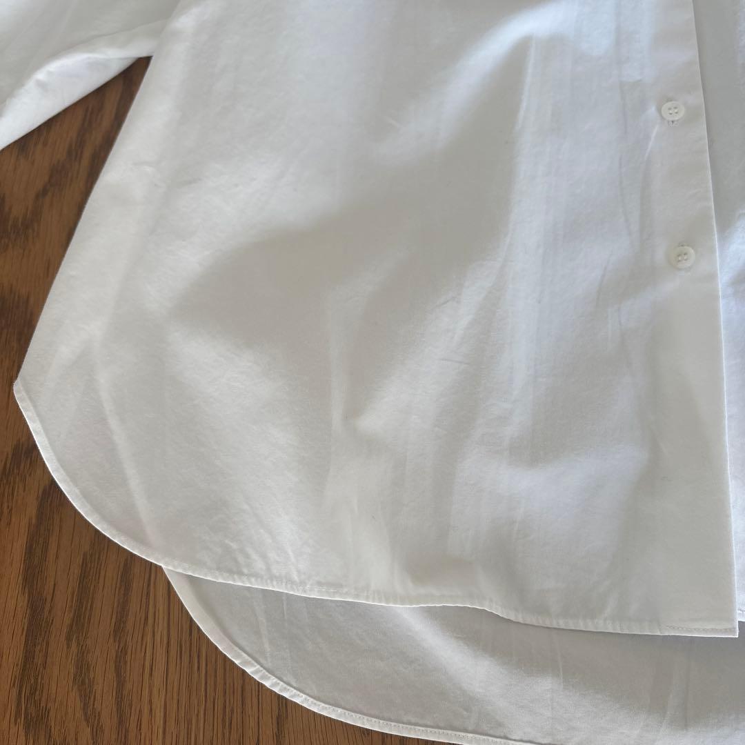 【美品】ドゥロワー コットン ギャザーワイドフレアブラウス シャツ ホワイト