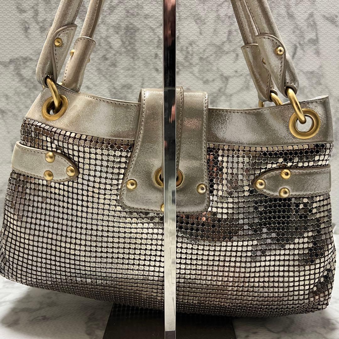 激レア✨ジミーチュウ メタリック メッシュ ハンドバッグ レザー ゴールド