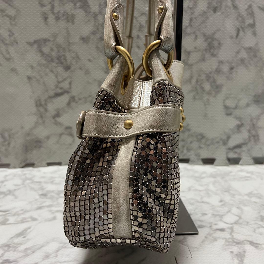 激レア✨ジミーチュウ メタリック メッシュ ハンドバッグ レザー ゴールド