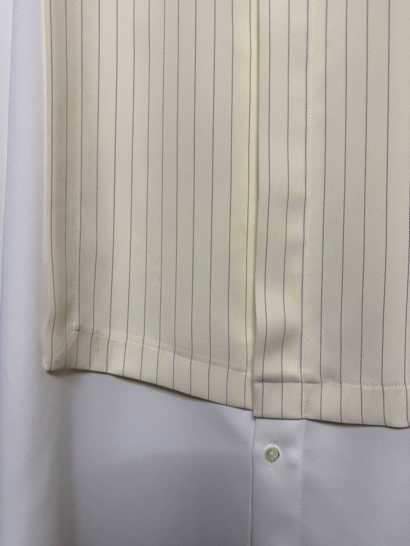 CULLNI 24SS ダブルクロス　アシンメトリー　ストライプ　シャツ　白　2
