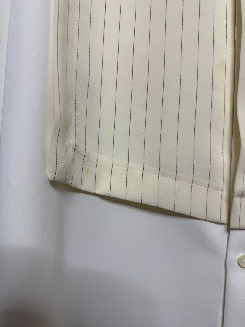 CULLNI 24SS ダブルクロス　アシンメトリー　ストライプ　シャツ　白　2