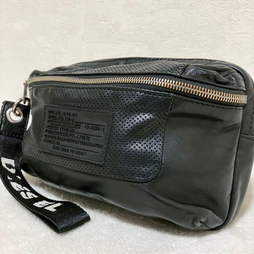 希少 DIESEL ディーゼル レザー ボディバッグ ロゴ 斜掛け クロスボディ