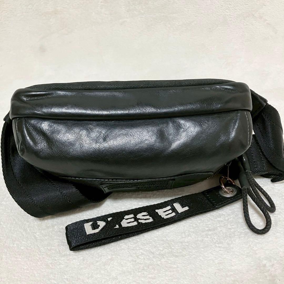 希少 DIESEL ディーゼル レザー ボディバッグ ロゴ 斜掛け クロスボディ