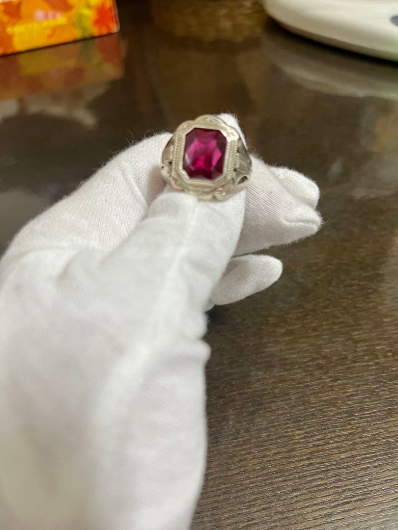 15号-17号石ルビー14KGF/SV925シルバーとゴー古指輪
