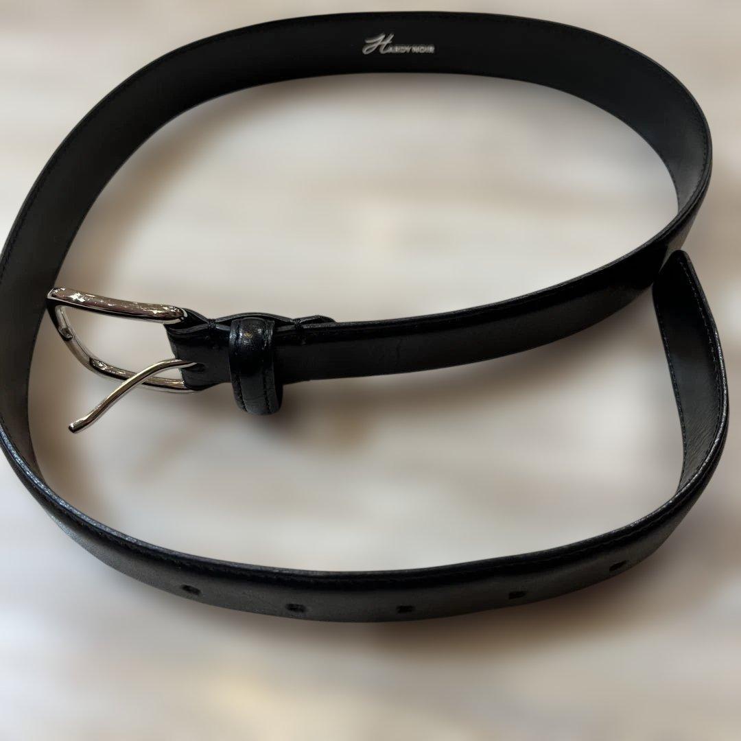 Hardy Noir 黒レザーベルト シルバーバックル