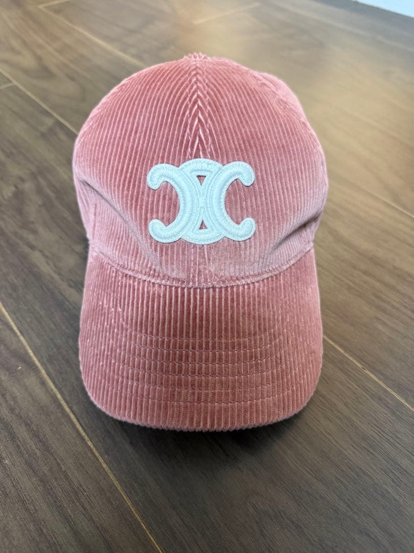 【美品】CELINE コーデュロイ ロゴキャップ L ピンク