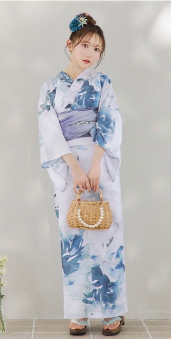 sugar グラデーションブルーグリーン浴衣➕兵児帯 セット バラ売り可能