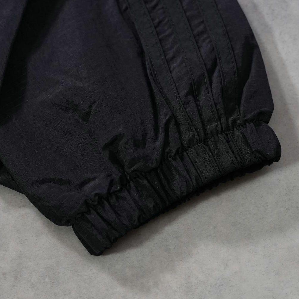 アディダス ナイロンジャケット 古着 ロゴ 刺繍 ライン 3XL 黒 17633