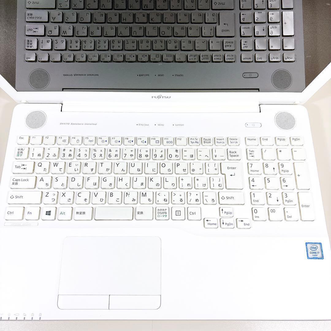 高性能i7✨メモリ16GB 新品SSDで快適 ホワイト ノートパソコン 富士通