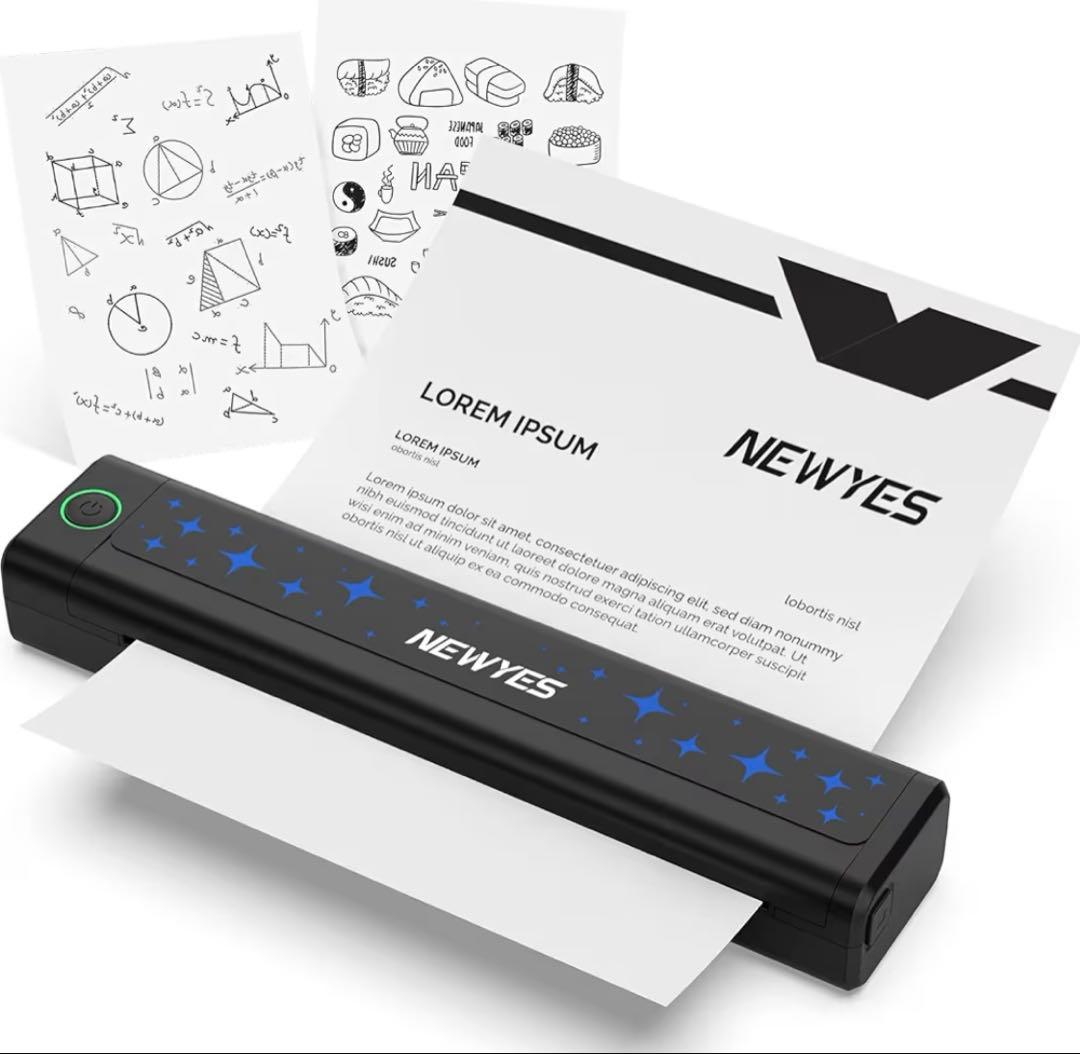 サーマルプリンター インク不要 2000mAh A4サイズ ハンディーサイズ