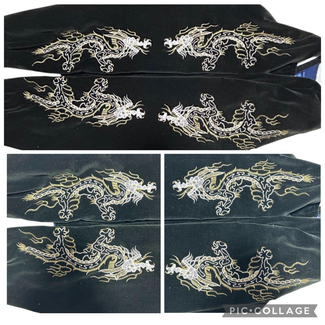 HOSHIHIME スカジャン ベロア 別珍 リバーシブル 龍 鷹 刺繍