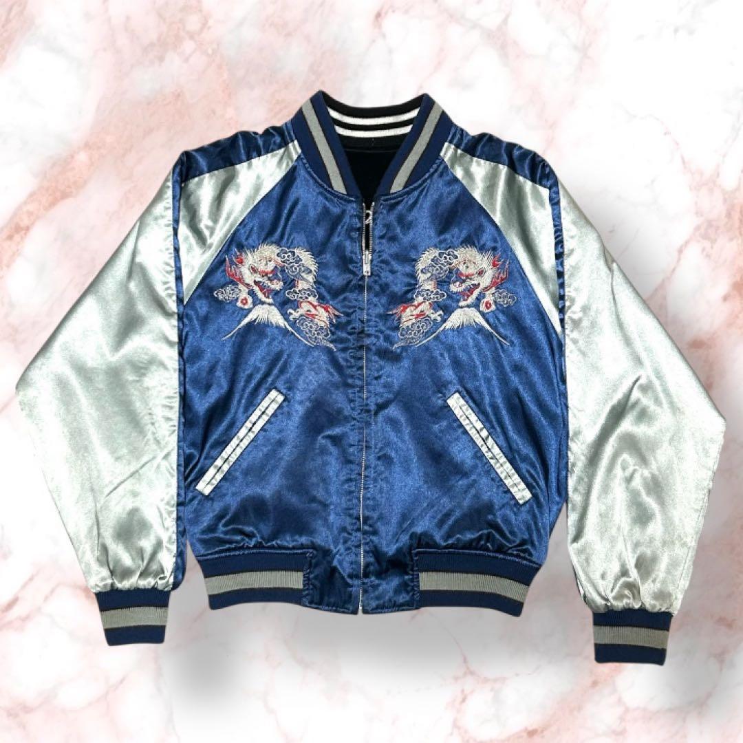 HOSHIHIME スカジャン ベロア 別珍 リバーシブル 龍 鷹 刺繍