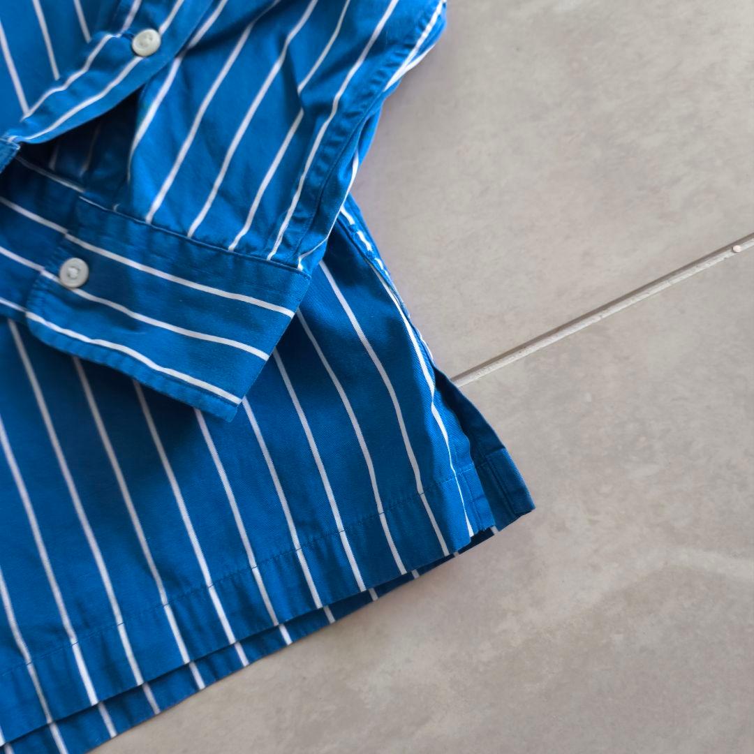 Ralph Lauren　オープンカラーシャツ　ストライプ　開襟　ブルー　L