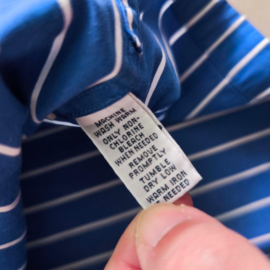 Ralph Lauren　オープンカラーシャツ　ストライプ　開襟　ブルー　L