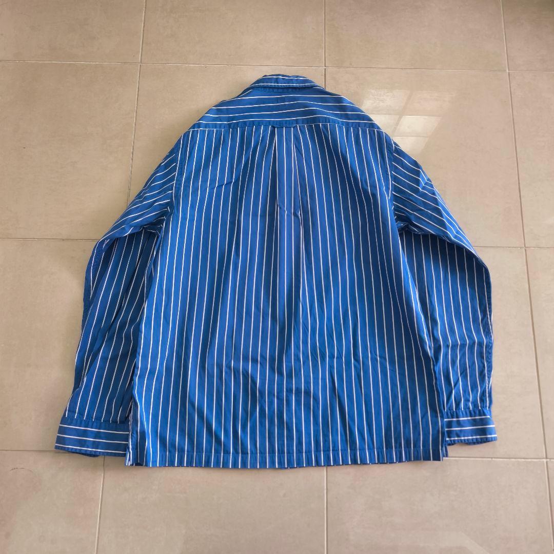Ralph Lauren　オープンカラーシャツ　ストライプ　開襟　ブルー　L