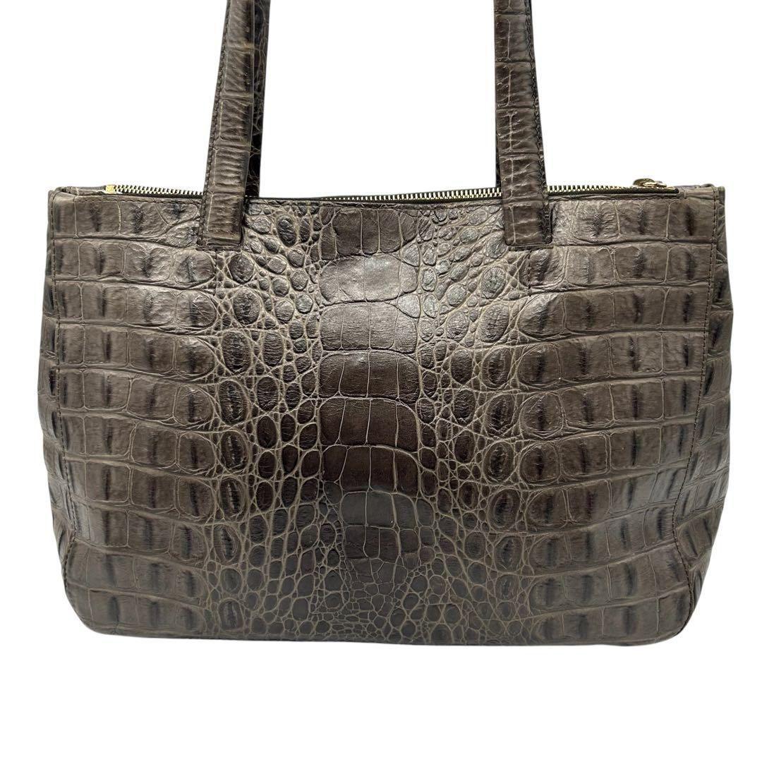良品 1074 フルラ トートバッグ クロコ型押し 南京錠 グレー