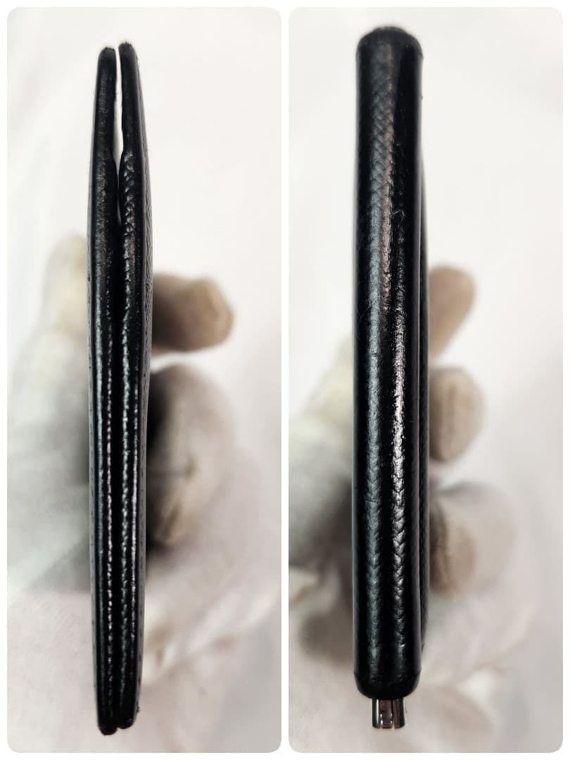 極美品 PRADA マネークリップ ロゴ型押し サフィアーノレザー ブラック