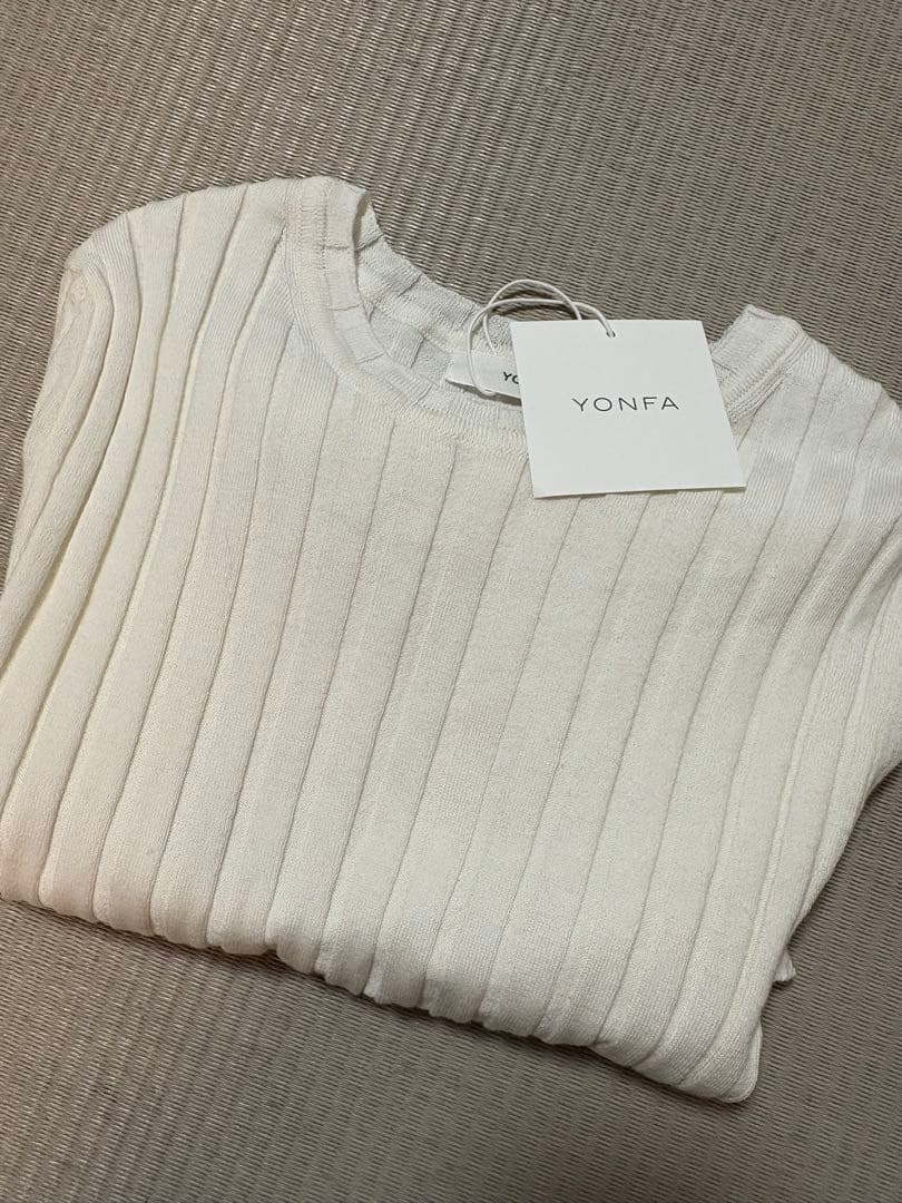 カシミヤリブ編み長袖ニット yonfa