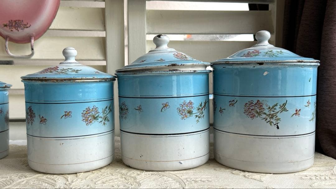 お値下げしました‼️ フランスアンティーク　ホーローキャニスター6 個set