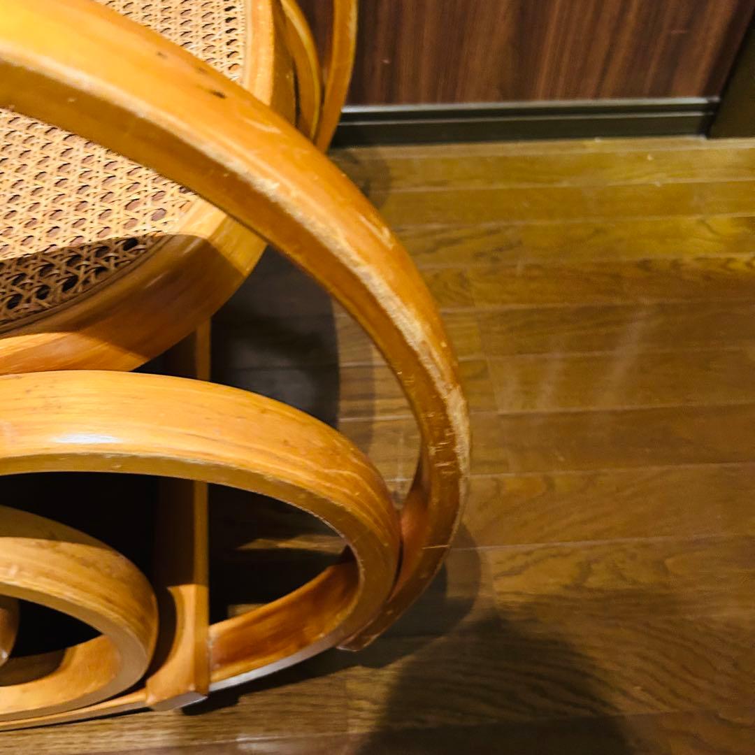 【良品】 ラタン ロッキングチェア 天然木 ゆりかご