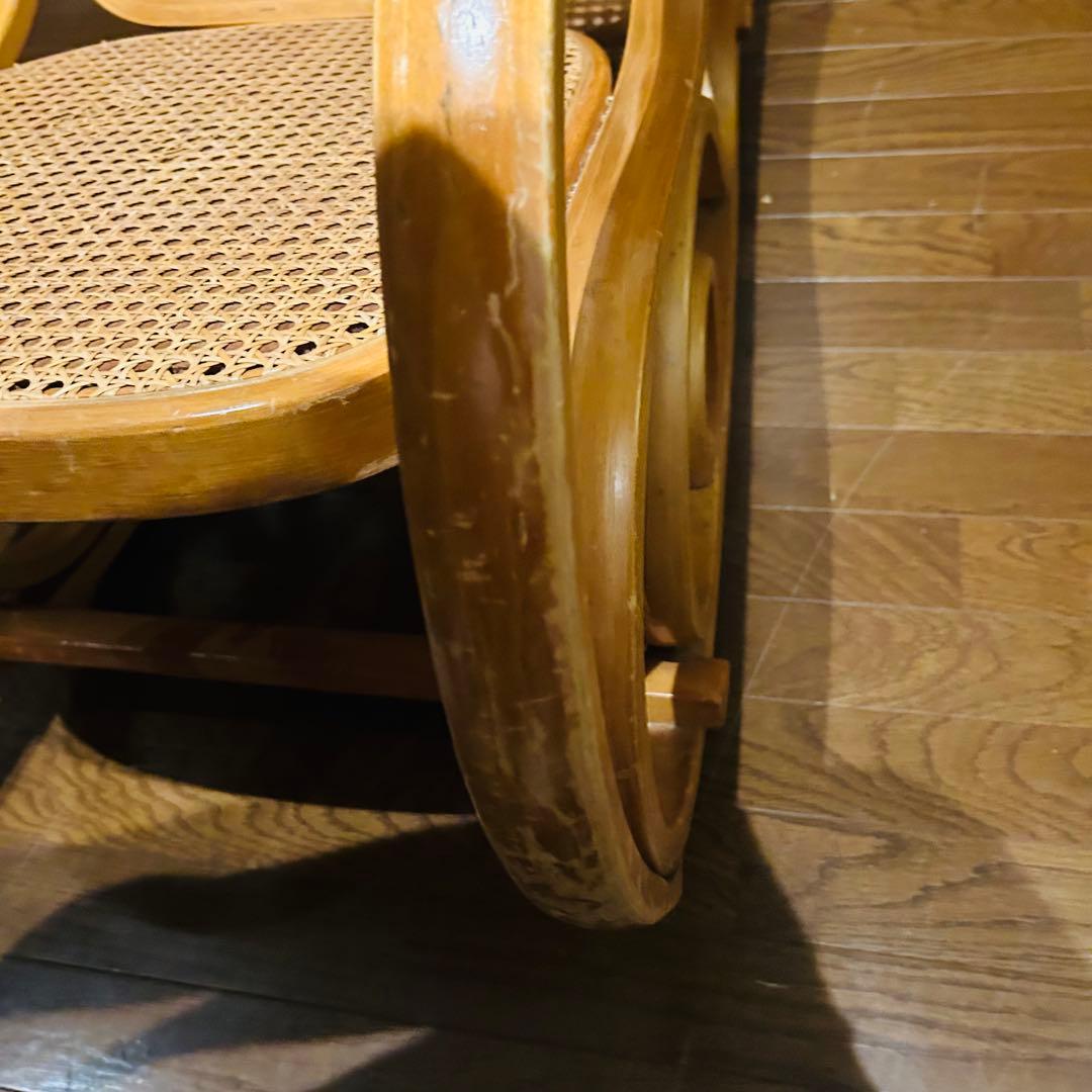 【良品】 ラタン ロッキングチェア 天然木 ゆりかご