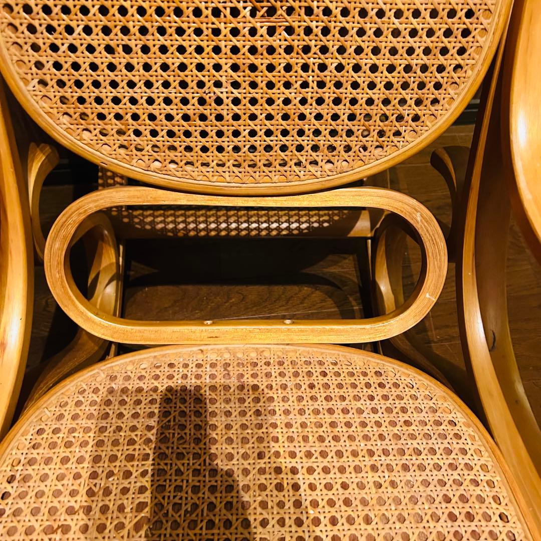 【良品】 ラタン ロッキングチェア 天然木 ゆりかご