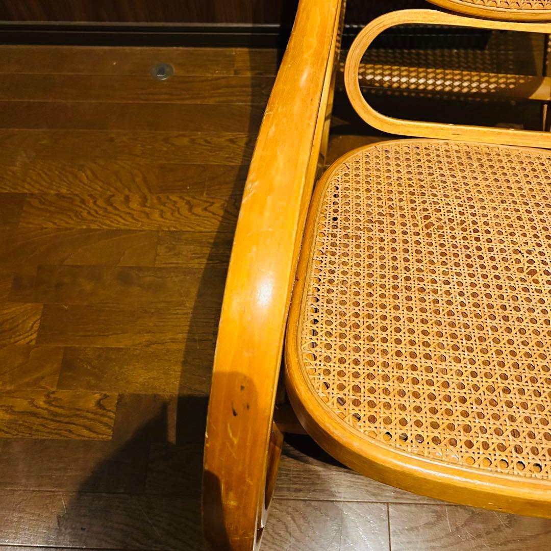 【良品】 ラタン ロッキングチェア 天然木 ゆりかご