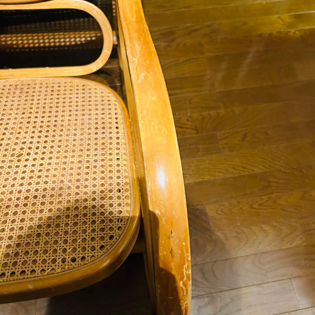 【良品】 ラタン ロッキングチェア 天然木 ゆりかご