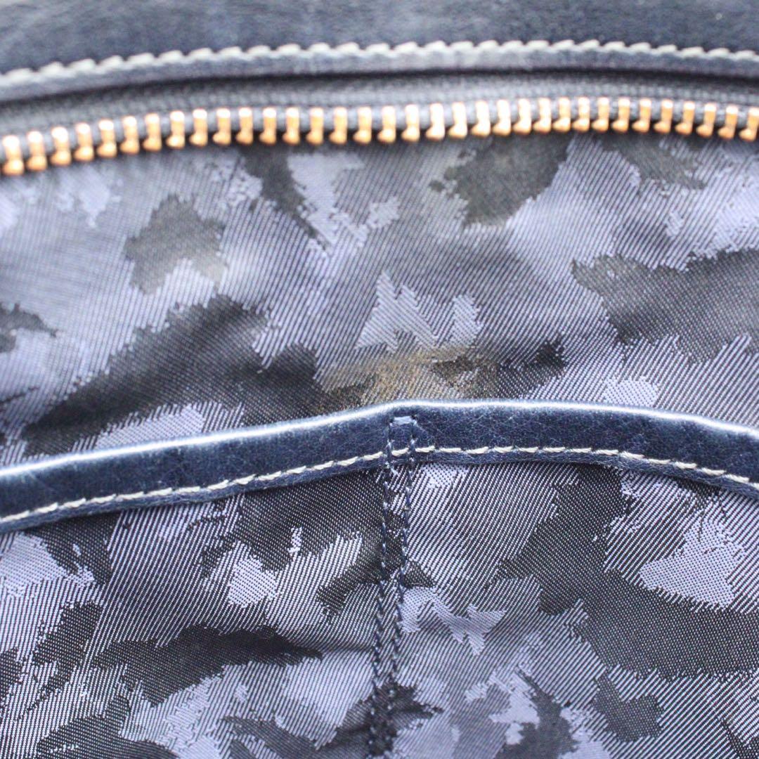 【良品】aniary アンティークレザー トートバッグ チャーム付 A4可 紺色