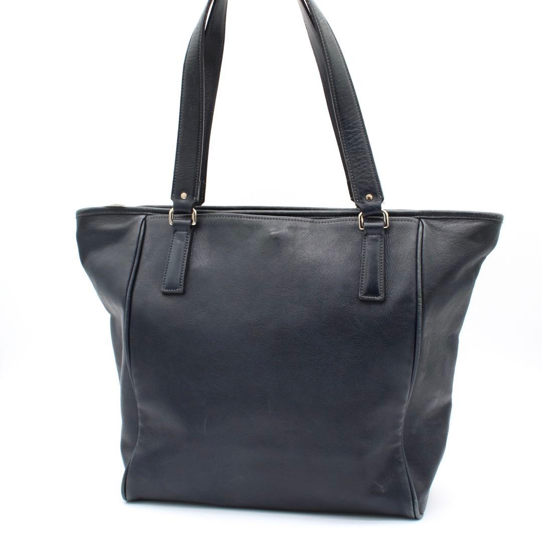 【良品】aniary アンティークレザー トートバッグ チャーム付 A4可 紺色