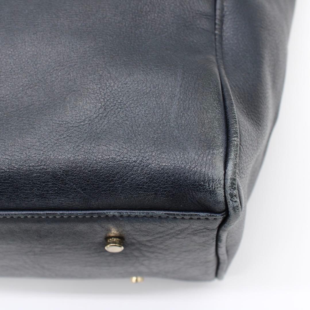 【良品】aniary アンティークレザー トートバッグ チャーム付 A4可 紺色