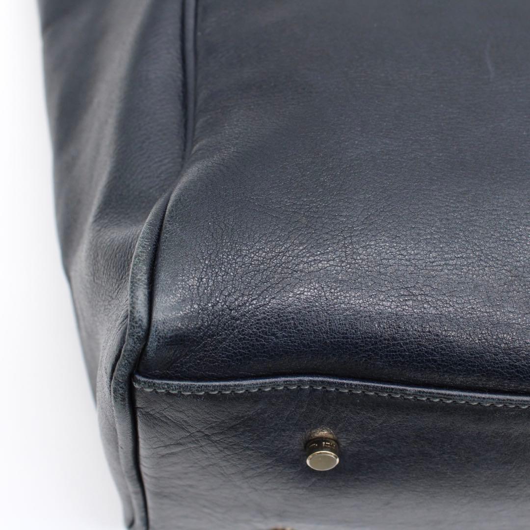 【良品】aniary アンティークレザー トートバッグ チャーム付 A4可 紺色