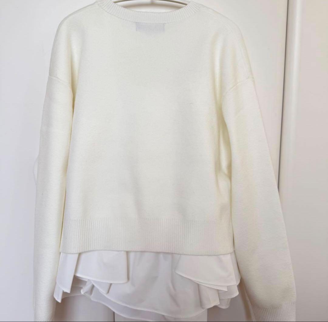 新品タグ付き JUSGLITTY フリルキャミレイヤードニット 白