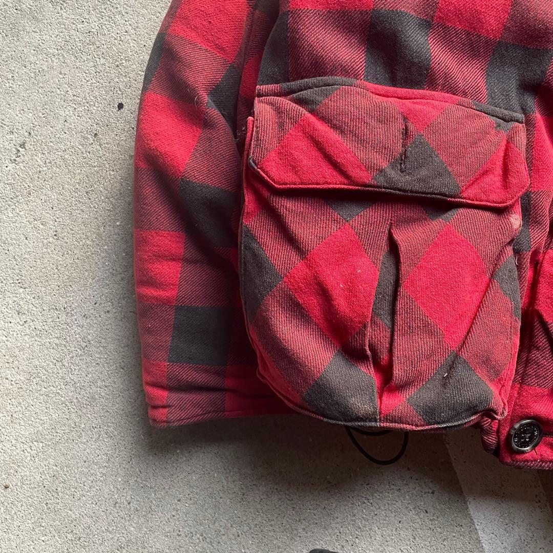 WOOLRICH ダウンジャケット 短丈 チェック 赤 Y2K 肉厚 古着