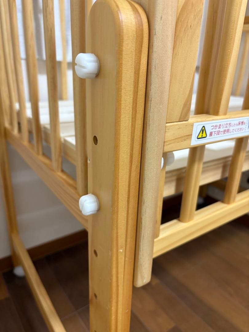 【美品】大和屋 ノモック Wオープンハイタイプ　ミニベビーベッド ナチュラル