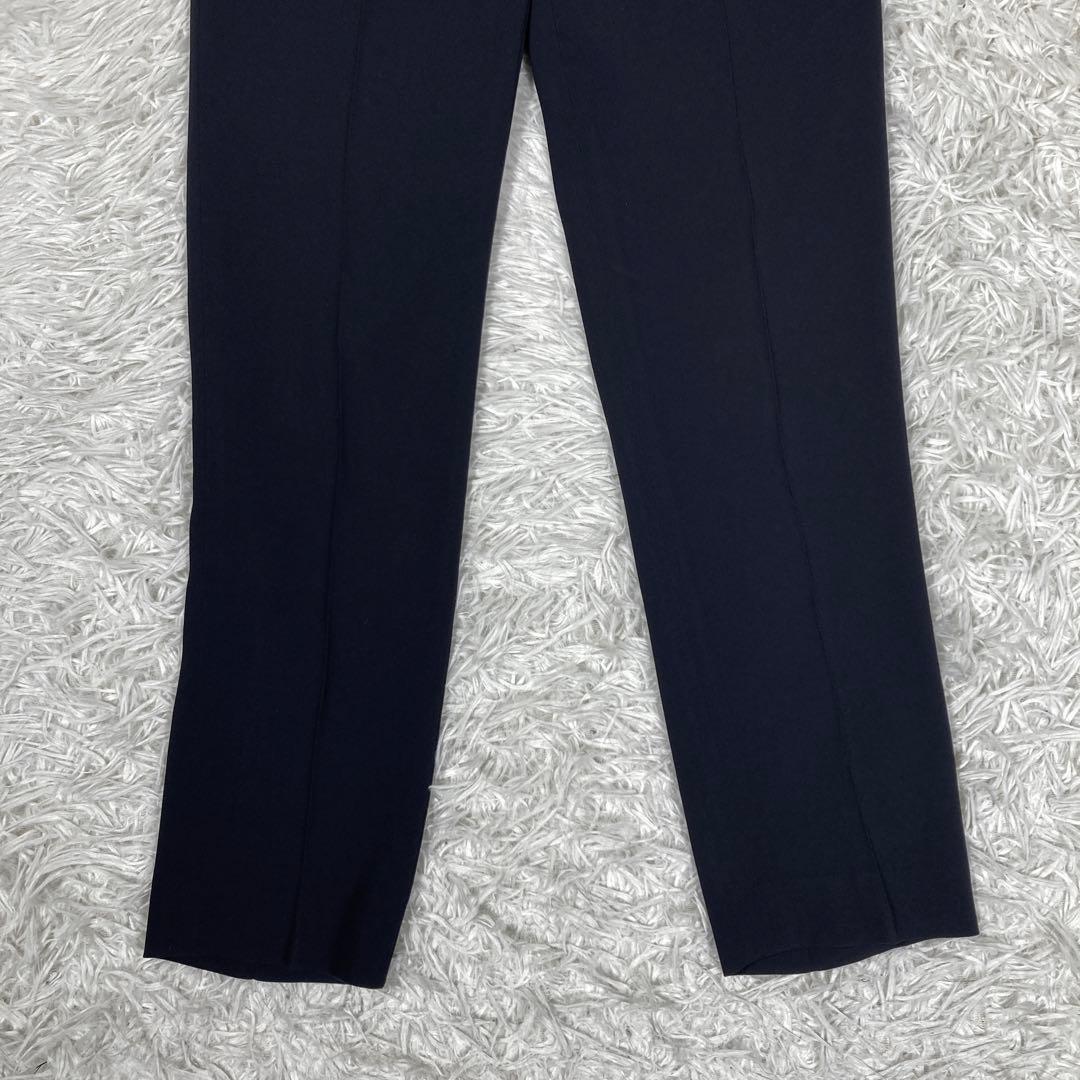 極美品　ベイジ　オンワード　セットアップスーツ　ノーカラー　ネイビー　Sサイズ