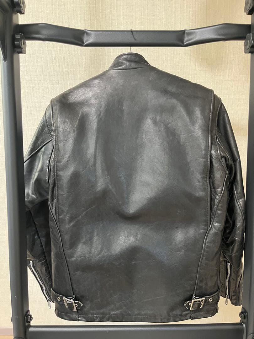Schott 141 ブラックレザー シングルライダースジャケット 36