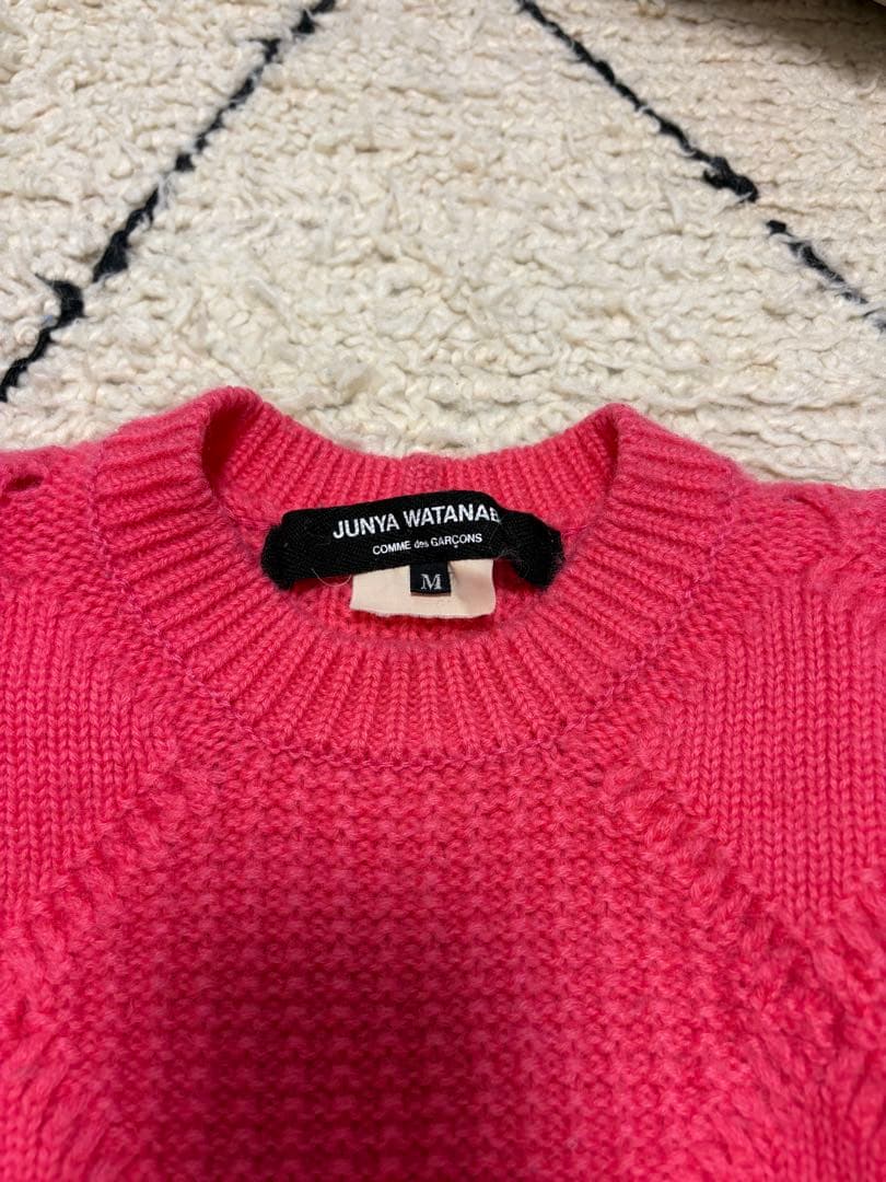 ジユンヤワタナベ　ピンク ダイヤモンド模様 ニットセーター 長袖