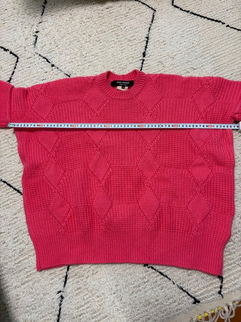 ジユンヤワタナベ　ピンク ダイヤモンド模様 ニットセーター 長袖