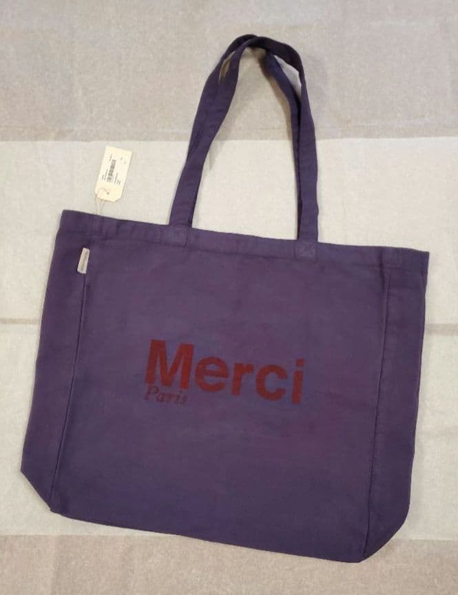 Merci Paris 紫色 パープル　トートバッグ　紙袋付き