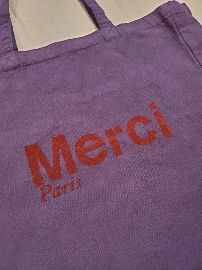 Merci Paris 紫色 パープル　トートバッグ　紙袋付き