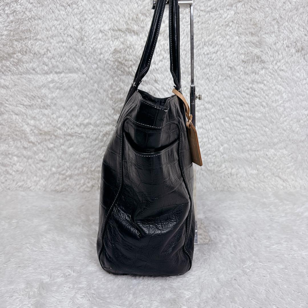 【希少】aniary アニアリ クロコ 型押し レザー トートバッグ ブラック