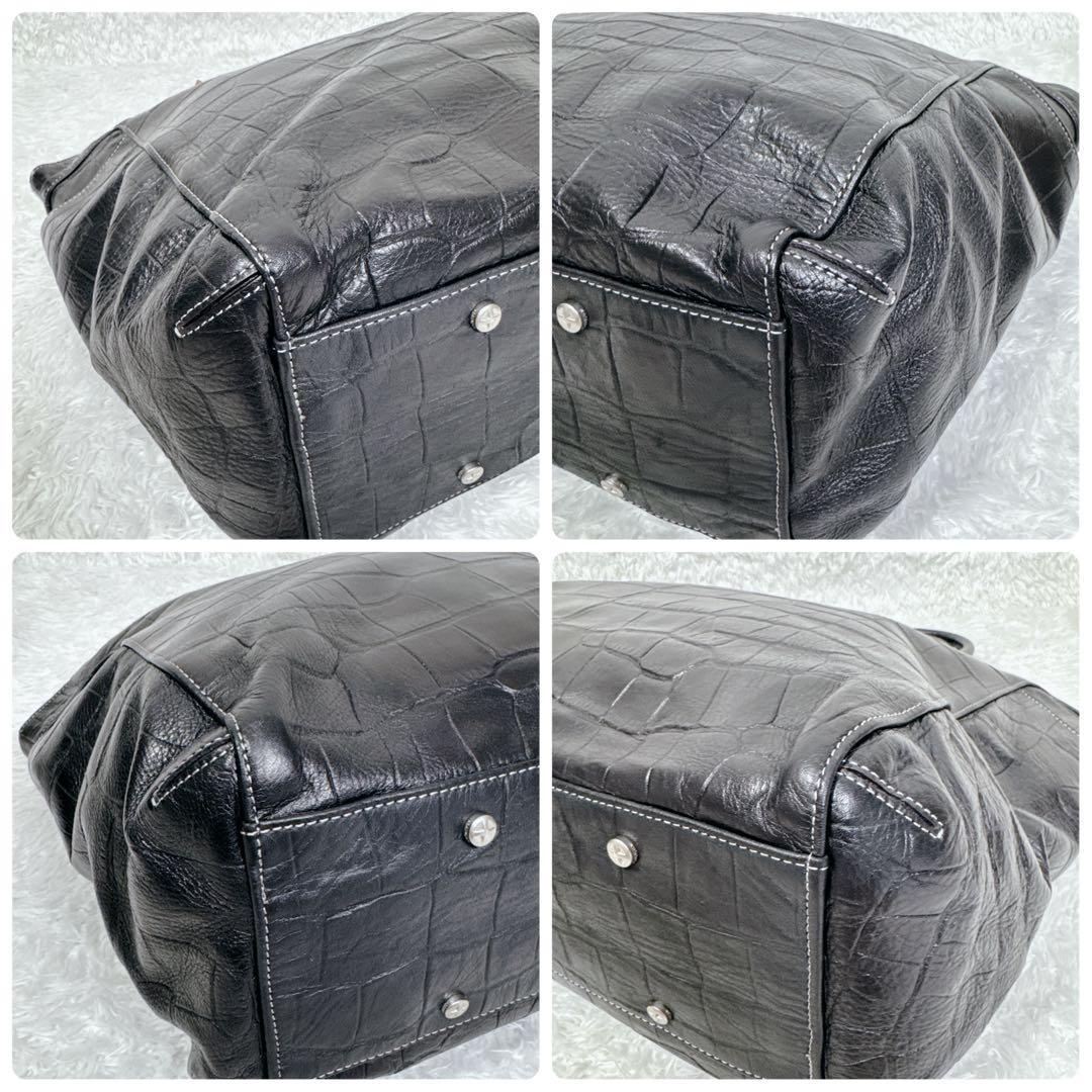 【希少】aniary アニアリ クロコ 型押し レザー トートバッグ ブラック