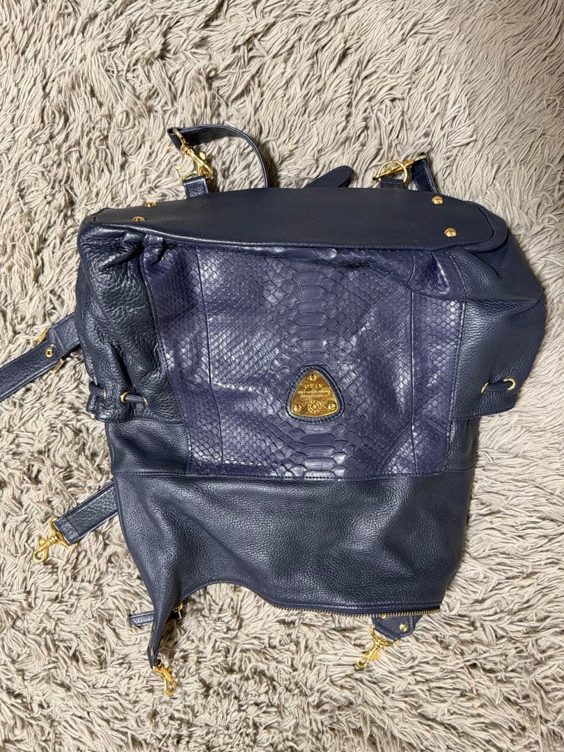 ATAO ネイビー レザー リュック