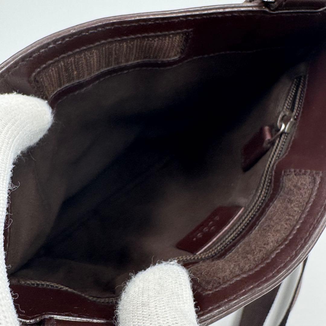 GUCCI グッチ シマ レザー ショルダーバッグ サコッシュ 斜めがけ 濃茶