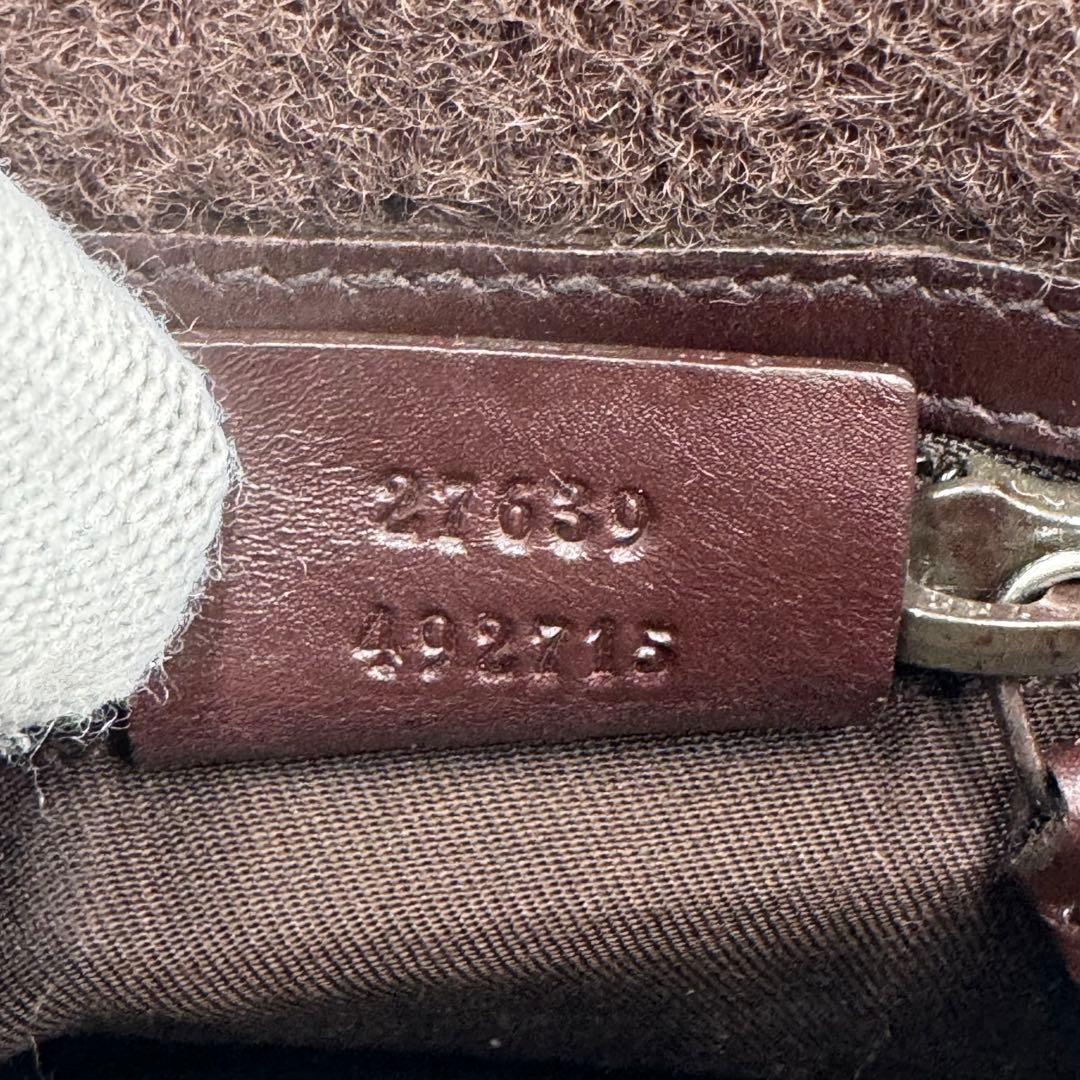 GUCCI グッチ シマ レザー ショルダーバッグ サコッシュ 斜めがけ 濃茶