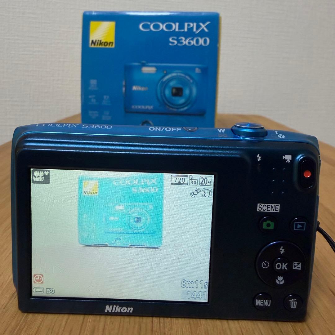 【付属品多】Nikon COOLPIX S3600 ブルー 動作品 箱・説明書付